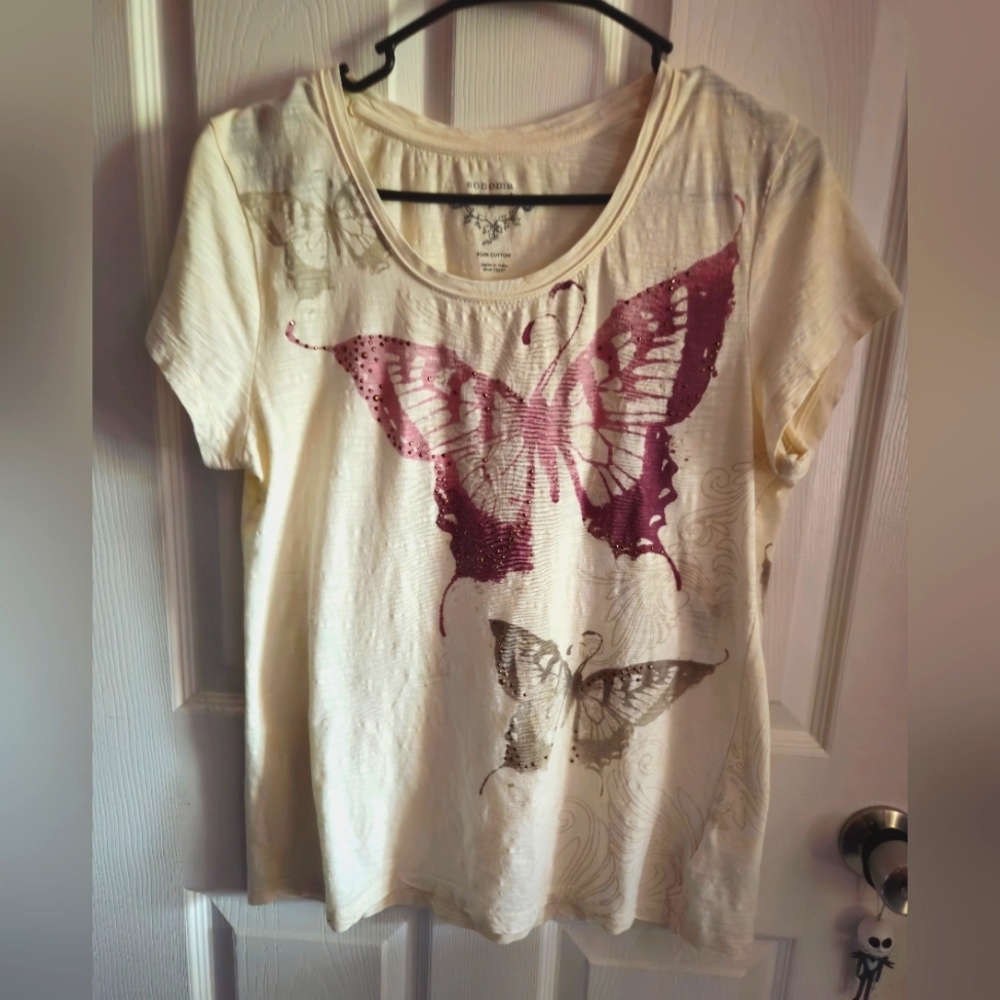 Sonoma Butterfly Top w/ Gems | Women's Medium | 2000s, Insects, Bedazzled, Gifts